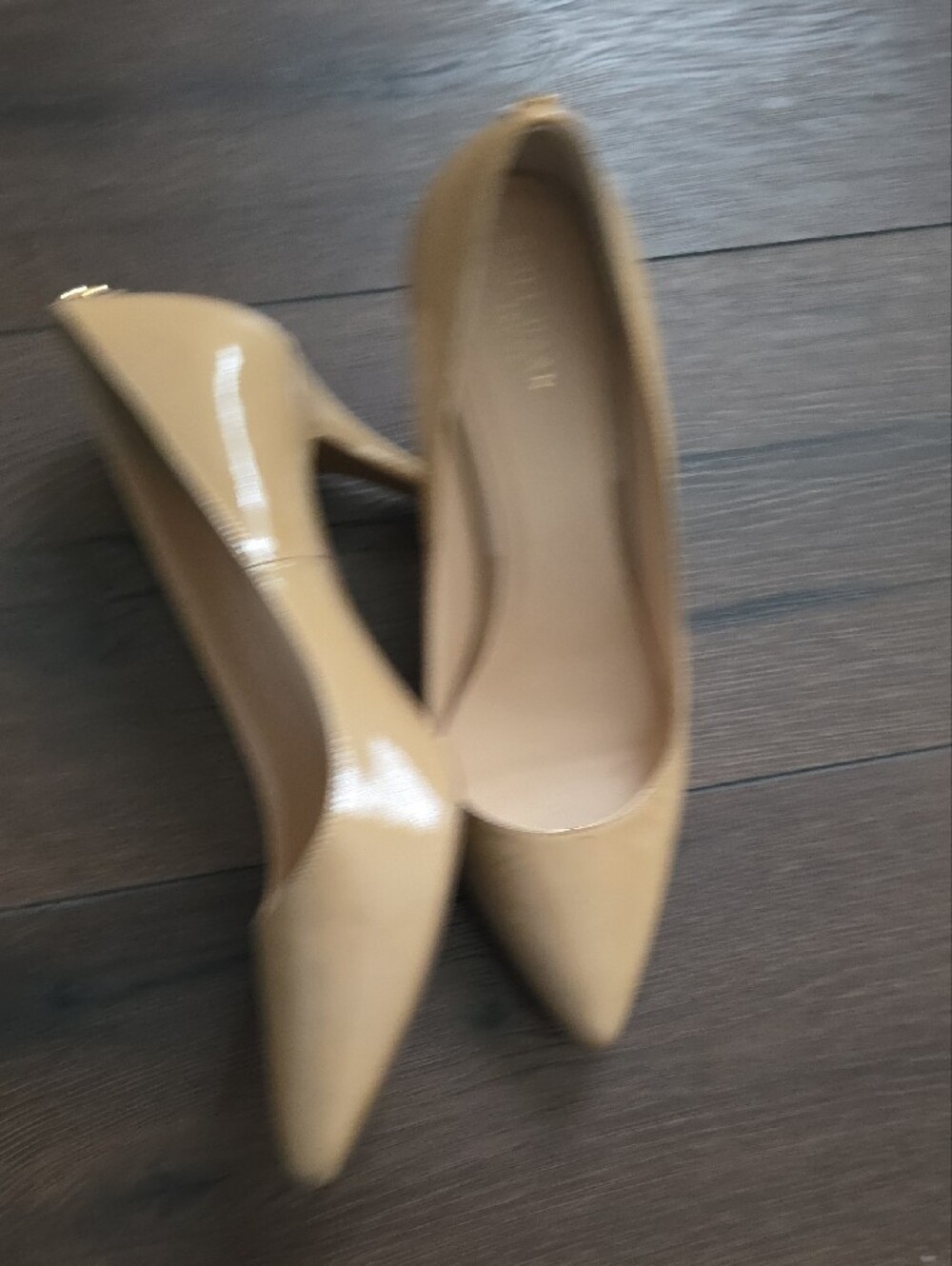 Cole Haan Beige Patent Leather Pointed-Toe Pumps - Picture 5 of 9